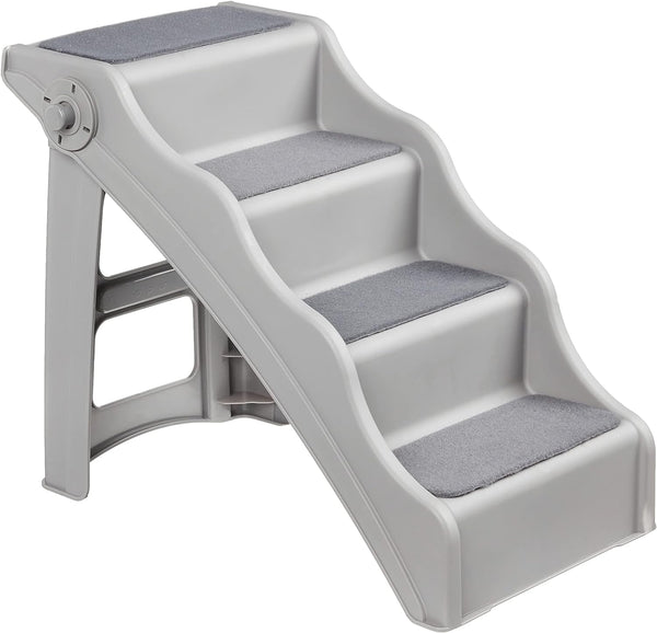 Amazon Basics Foldable Non-Slip Pet Stairs for Small Dogs and Cats, Senior Pets, Easy to Climb, 14.6" X 22.75" X 19.5", Grey1