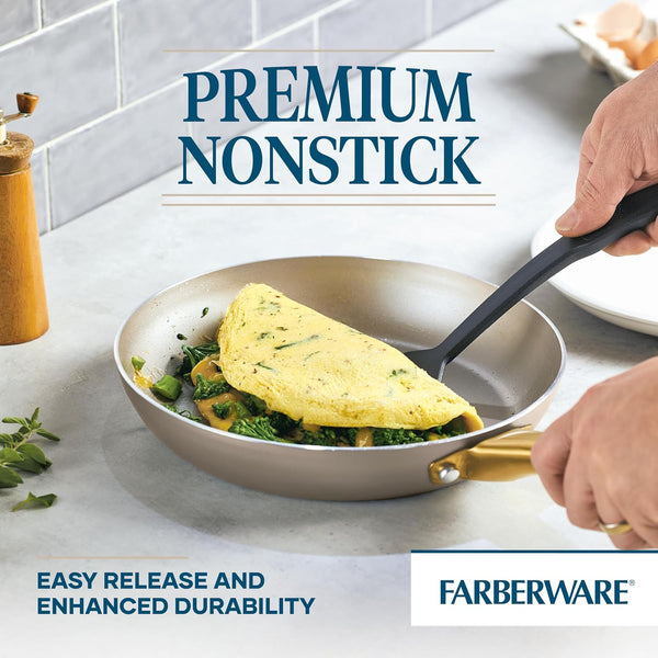 Radiant Nonstick Cookware/Pots and Pan Set with Lids and Prestige Kitchen Cooking Tools, Dishwasher Safe, 12 Piece, Champagne4