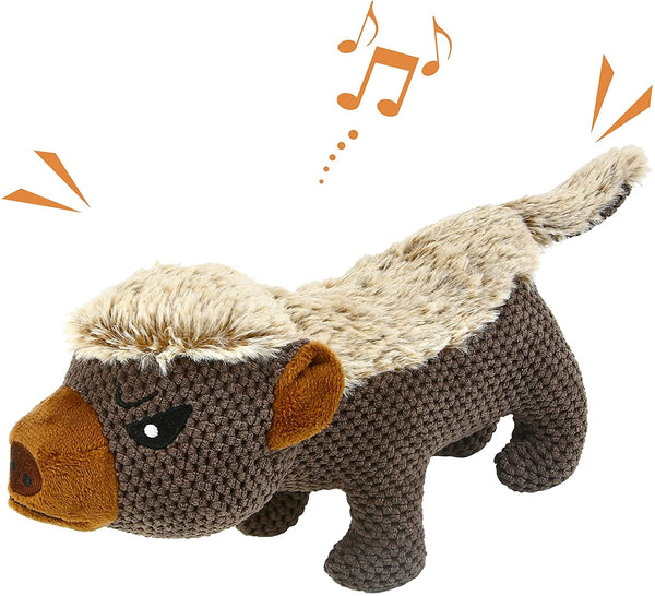 IOKHEIRA Dog Plush Toys for Aggressive Chewers, Indestructible Dog Squeaky Toys with Crinkle Paper, Durable Teething Chew Toys for Medium and Large Breed (Grey)1