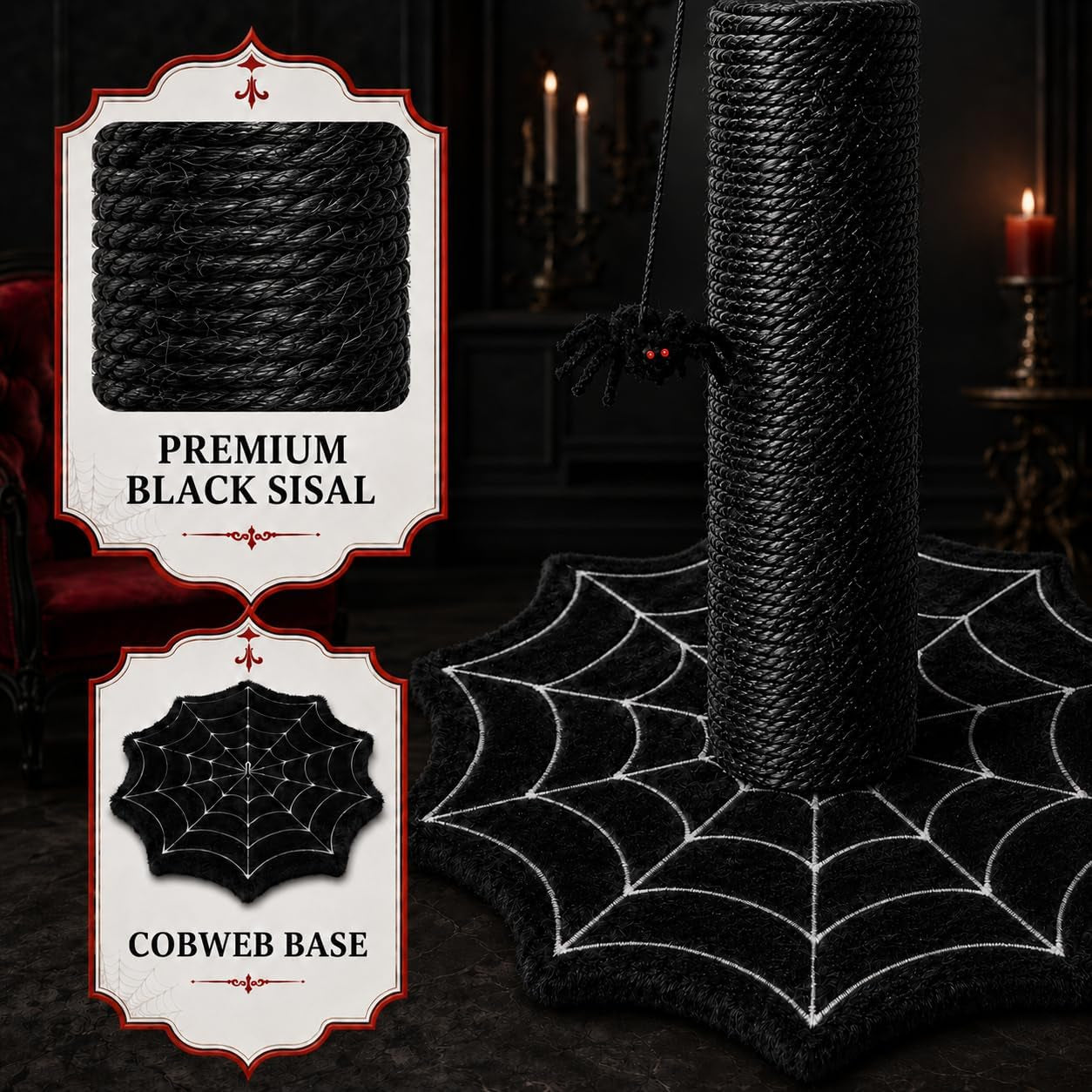 gothic-cat-scratching-post-with-spider-toys-for-indoor-cats-halloween-sisal-scratcher-goth-tree-tower-cobweb-base-spooky-furniture-interactive-dangling-toy-activity-kitty-play-center