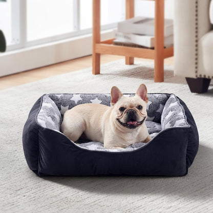 GASUR Small Dog Beds Small Size Dogs, Rectangle Washable Dog Bed, Orthopedic Dogs Sofa Bed, Pet Cuddler Anti-Slip Bottom, Soft Calming Sleeping Warming Puppy Bed (S (20"X 19"X 6"), Black)9