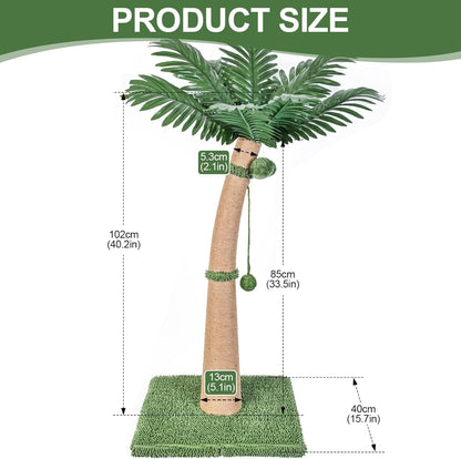 40'' Tall Cat Scratching Post Cat Tree, Curved Design Cat Scratcher Post with 3 Interactive Balls, Natural Sisal Rope Cat Scratching Posts for Indoor Cats Adults Kittens, Multi-Combinable (Style A)3