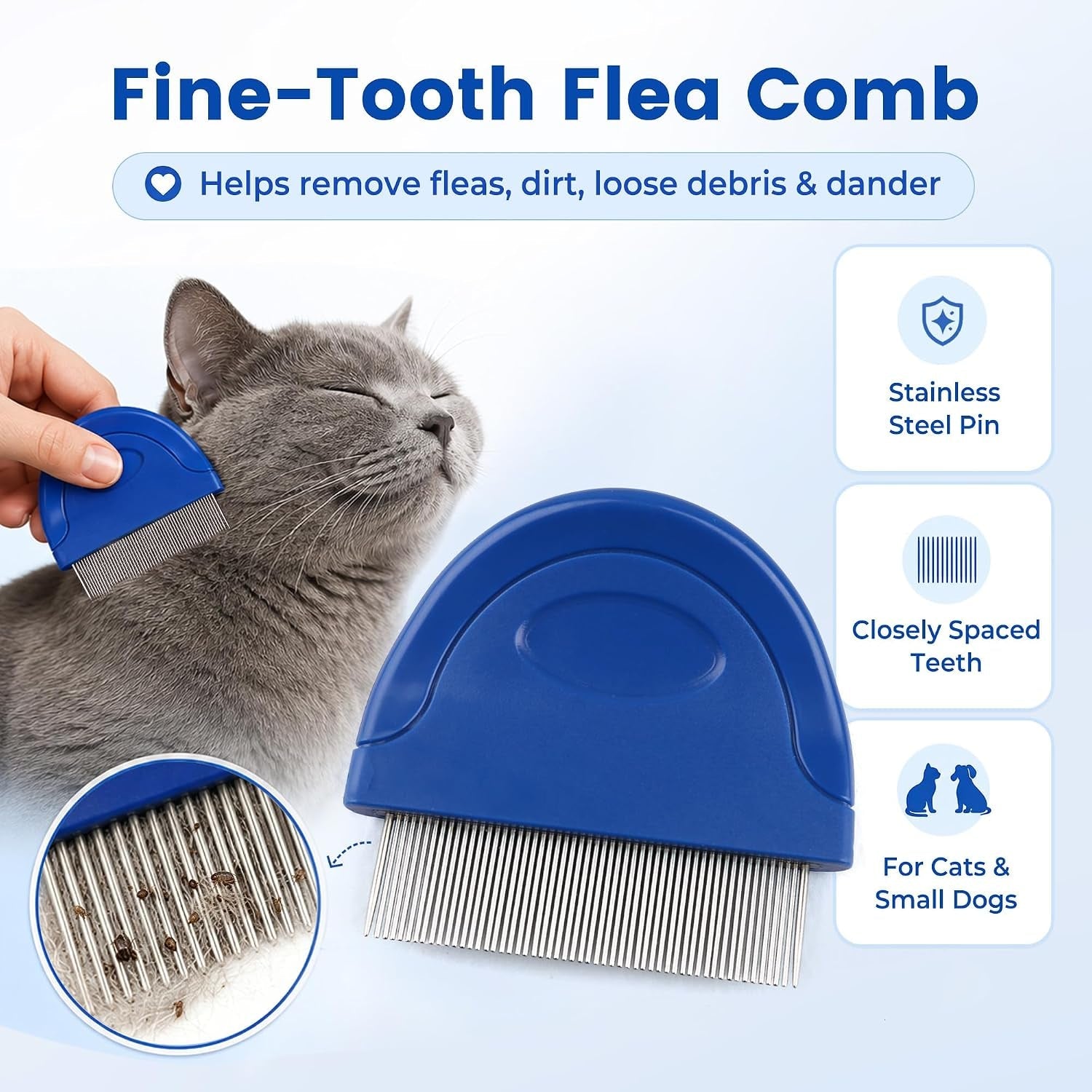 prime-pets-flea-comb-for-dogs-and-cats-stainless-steel-pet-grooming-comb-for-flea-checks-dander-loose-hair-and-tear-stain-debris