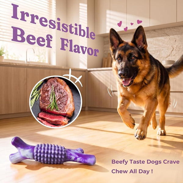 Dog Toys for Aggressive Chewers, Tough Stick Chew Bone | Durable Rubber & Nylon Dog Bones, Indestructible Dog Doys for Medium,Large Dogs,Beef Flavor6