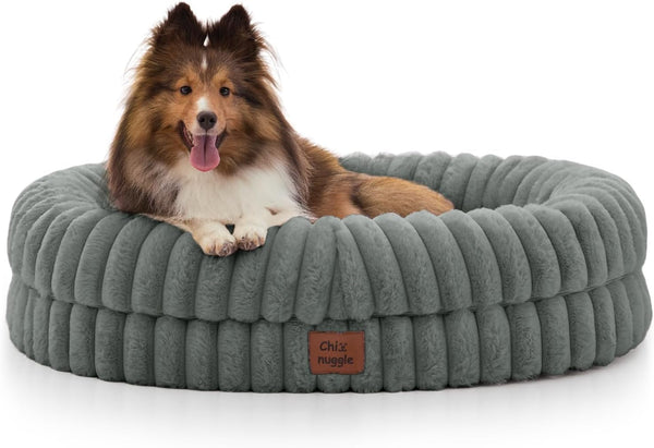 Chixnuggle Orthopedic Dog Bed, Washable Cover, Faux Fur Bolster Pet Couch | Waterproof,Egg Crate Foam,Non-Slip Bottom,For Small Medium Dogs,Dark Grey,30*24*7,Dog Sofa,Puppy Bed36