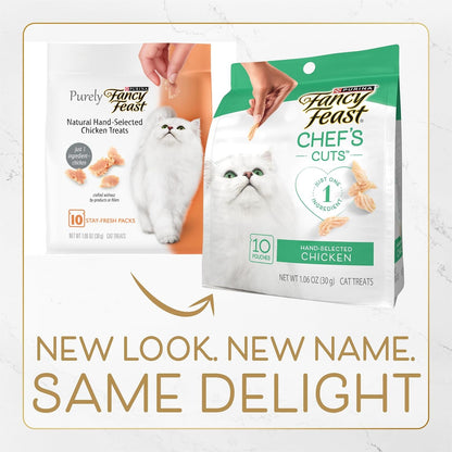 Purina Fancy Feast Natural Cat Treats, Purely Natural Hand-Selected Chicken - (Pack of 5) 10 Ct. Pouches2