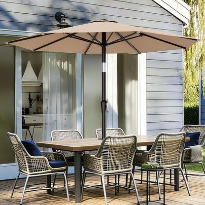 9 FT Patio Umbrella for Outdoor, Outdoor Table Umbrella with Push Button Tilt and Crank, Outdoor Patio Umbrellas with 8 Sturdy Ribs for Market, Garden, Pool (Beige)2