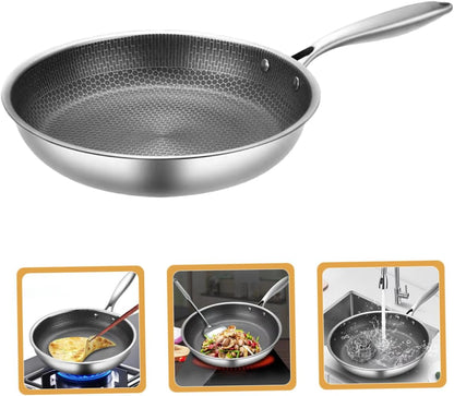 Clad Stir Fry Pan Poached Egg Pan Stainless Steel Skillet Honeycomb Handles for Induction Electric Gas Stove Easy to Clean Ergonomic Design9