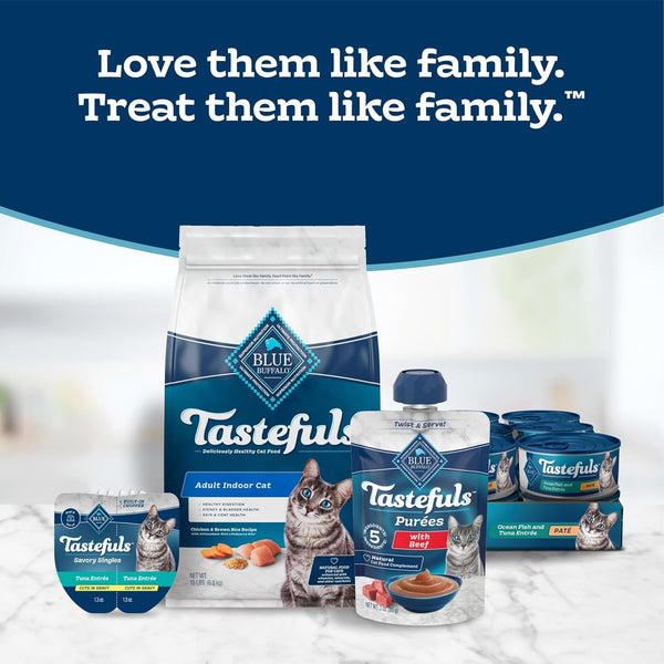 Blue Buffalo Tastefuls Mini Purées Natural Cat Treats, Chicken, Tuna, Salmon Variety Pack, 0.5 Oz. Single Servings, 24-Count9