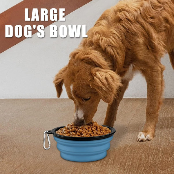 Collapsible Dog Bowls-2 Pack Large Size for Large/Medium Dogs, Pet Travel Water Bowl, Dogs Cat Portable Water Bowl, Dog Pet Feeding Watering Dish Outdoor Hiking Parking Traveling with 2 Carabiners5