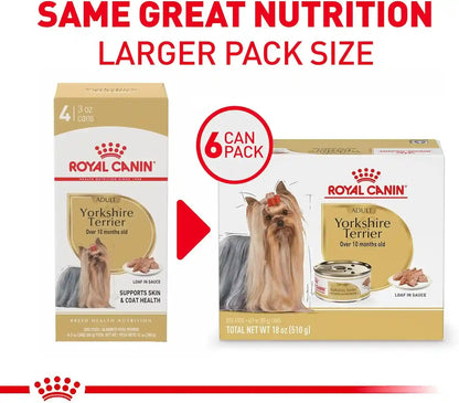 Royal Canin Breed Health Nutrition Yorkshire Terrier Adult Loaf in Sauce Dog Food, 3 Oz (Pack of 6)2