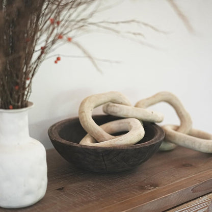 Wooden Decorative Bowl, Farmhouse Centerpiece(Brown) | Rustic Home Decor, Farmhouse Decor, Dough Bowl4