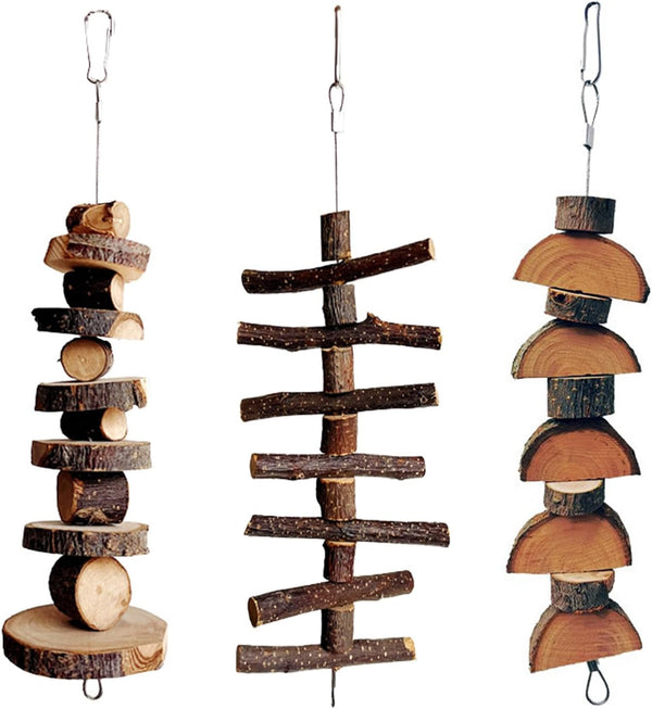 3Pcs Small Animal Chews Toy Natural Apple Wood Block Cage Hanging Molars Treats Snack for Hamsters Rabbits Bunny Bird Parrots Chinchilla Guinea Pig Gerbils Squirrels1