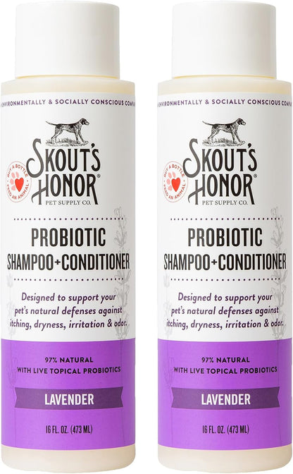 SKOUT'S HONOR Probiotic Dog Shampoo and Conditioner - DOTW, 16 Oz | Hydrating Natural 2-In-1 for Itchy Skin, Microbiome-Friendly with Avocado Oil & Omega-3S, Paraben & Sulfate-Free16