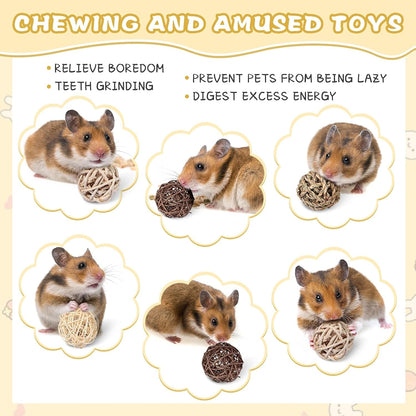 24 Pcs Bunny Chew Grass Balls Rolling Chew Toys for Small Animals | Bunny Gnawing Treats, Natural Chew Grass Toys, Rolling Play Balls, Small Animal Cage Enrichment Toy4