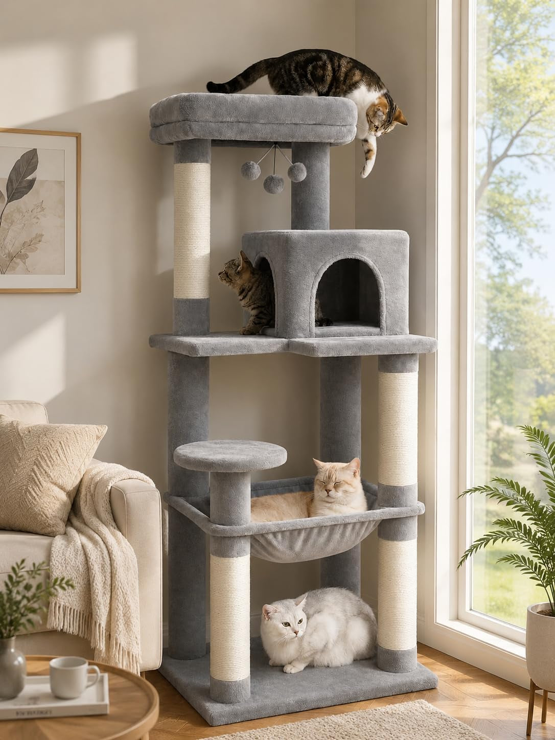 muttros-mushroom-cat-tree-tower-with-removable-scratcher-large-hammock-condo-perch-3-sisal-posts-multi-level-cat-tree-for-indoor-cats-cute-cat-tower-for-small-space-homes