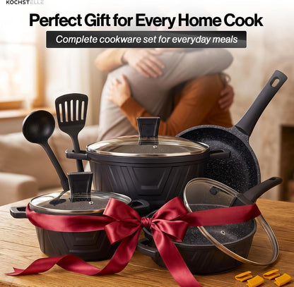 13Pcs Pots and Pans Set Nonstick, Marble Ceramic Coating Induction Cookware Set, Non Stick Kitchen Cooking Set with Frying Pans, Silicone Handles, Saucepans & Utensils, PFOA & PFOS Free8