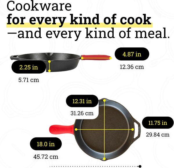 Pre-Seasoned Cast Iron Skillet with Silicone Handle Holder, 12 Inches | Non-Toxic & Naturally Non-Stick Frying Pan with Silicone Hot Handle Holder, Pan Is Safe for Oven & Stovetop Use7