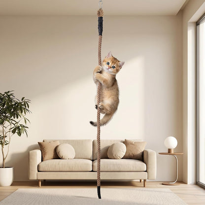 1.38" X 6.56Ft Cat Climbing Rope for Ceiling & Wall Mounted,Cat Climbing Sisal Rope Furniture Pole Scratching Post for Indoor and Outdoor Cats Scratching Playing1