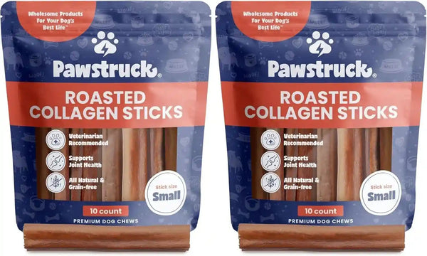 Pawstruck All Natural 11-12" Roasted Collagen Sticks for Dogs – Low Odor & Long-Lasting Bully Stick & Rawhide Alternative, Single Ingredient, Vet Approved – 5 Pack11