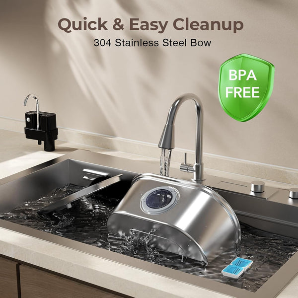 PEKTACO Wireless Cat Water Fountain, 108Oz/3.2L Stainless Steel, 3 Filters | 3 Smart Modes, 25 Db Quiet Pump, Multi-Layer Filtration, Bpa-Free Parts, Dishwasher-Safe Bowl, Easy-Clean for Daily Use5