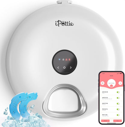 Ipettie Donut Frost Wifi 6 Meal Automatic Wet Food Feeder with Ice Packs | Stainless Steel Tray Version, App Control Programmable Timer for Senior and Weak Pets, Holds 6 X ½ Lb. of Food, White1