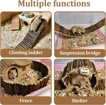 Hamiledyi Hamster Suspension Bridge 21.7 X 2.8 Inch Rat Long Bendy Bridge Wooden Climbing Ladder Cage Accessories for Syrian Hamster Gerbil Mouse Rat4