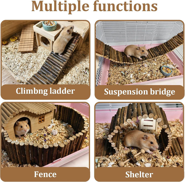 Hamiledyi Hamster Suspension Bridge 21.7 X 2.8 Inch Rat Long Bendy Bridge Wooden Climbing Ladder Cage Accessories for Syrian Hamster Gerbil Mouse Rat4
