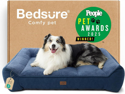 Bedsure Supportmax™ XL Orthopedic Dog Beds Large Sized Dog - Extra Thick Supportive Dogs Couch with Waterproof Washable Cover, Extra Large Comfort Pet Sofa with Soft Sherpa & Nonskid Bottom, Grey, 42"20