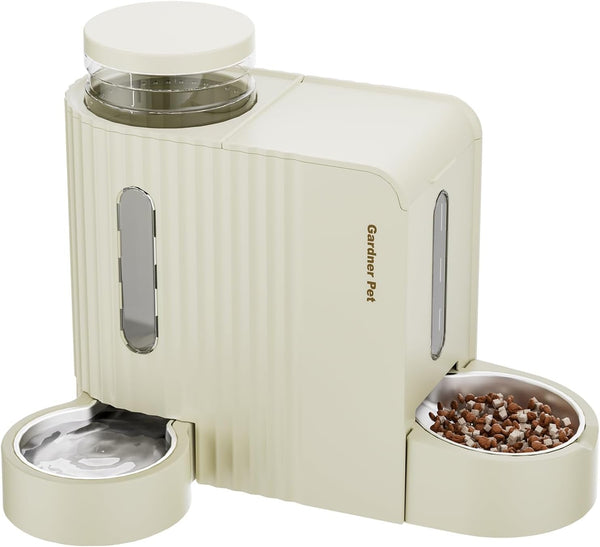 Gardner Pet Automatic Gravity Cat Food Feeder and Water Dispenser Stainless Steel Two-In-One Set Large Capacity Dispenser for Pets Dogs, Puppies, Kittens-(0.8 Gallons X 2)15