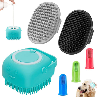 Comotech 6PCS Dog Bath Brush & Dog Toothbrush | Adjustable Handle Shampoo Brush & Scrubber for Short & Long Haired Dogs & Cats | Effectively Solve Odor & Stain Removal Problems (Blue Blue Blue.)7