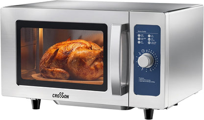 Commercial Microwave Oven Countertop with Dial Controls,0.9Cu Ft,Stainless Steel,6 Cooking Presets,1000W with 5 Power Levels,Easy to Clean for Restaurants|Office|Home Kitchen1