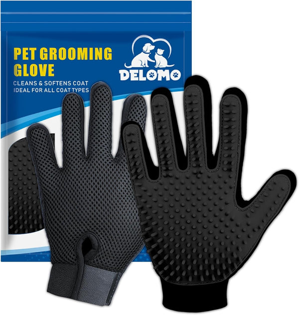Pet Hair Removal Glove with 255 Silicone Tips for Dogs & Cats, 1 Pair Blue | 2-In-1 Deshedding & Massage Mitt, 5-Finger Flexible Design, for Bathing & Grooming, Safe for Long/Short/Curly Hair Pets12