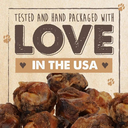 Mighty Paw Naturals Cow Knee Caps Dog Bones, 8 Pack, 100% Natural Beef | Single Ingredient, Dog Bone, Grade A, Baked, Grass-Fed, Hand Packaged in USA, 21G Protein per Serving, Meaty 2-In-1 Chew8