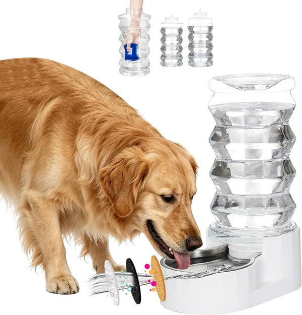 RIZZARI 8L Gravity Dog Water Dispenser: Stainless Steel Bowl Anti-Splash | Wide Mouth Easy Cleaning/ Dishwasher Safe/No Electricity Needed/ Filtered Fresh Water / Multi-Pet Homes1