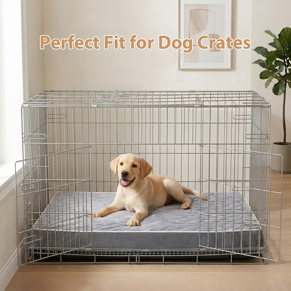 WNPETHOME Orthopedic Waterproof Extra Large Senior Dogs Bed for Comfy Sleeping with Removable Washable Cover, Multi-Needle Quilting XL Crate Bed for Large Sized Dog Relax, Light Grey7