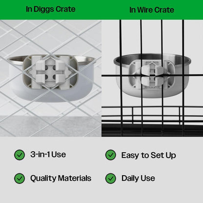 DIGGS Crate Bowl for Dogs - Clip on Pet Bowl for Water & Food - Puppy Training Necessities - Spill-Resistant, Universal Dog Crate Accessories (38Oz.)5