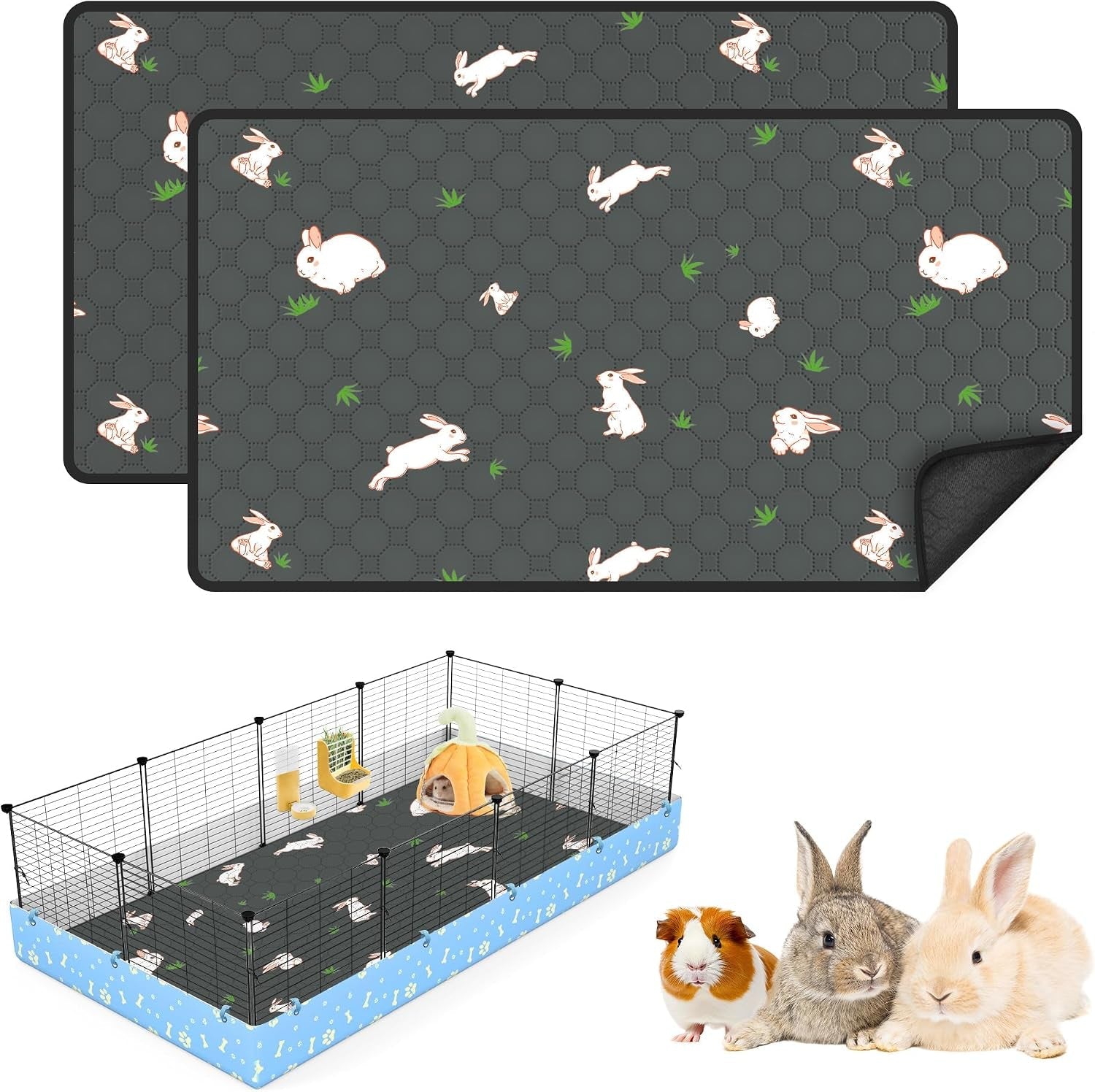 2-pack-guinea-pig-cage-liner-24-x-47-reusable-guinea-pig-bedding-washable-absorbent-pee-pads-for-dogs-rabbit-chinchilla-hamster-leakproof-anti-slip