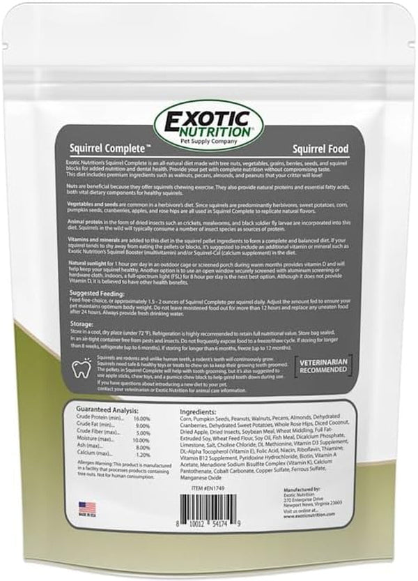 Exotic Nutrition Squirrel Complete (1.75 Lb.) - Healthy Natural Food - Nutritional Diet for Pet & Captive Squirrels - Ground, Grey, Flying Squirrels, & Chipmunks2