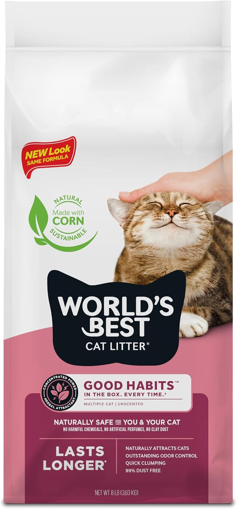 worlds-best-cat-litter-good-habits-cat-attract-litter-unscented-15-lb-attracts-cats-and-kittens-with-plant-based-attractant-natural-corn-litter-quick-clumping-flushable-99-dust-free-formula