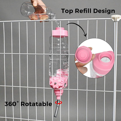 Vannon Dog Crate Water Bottle, 34Oz Top-Fill Pet Water Dispenser, Pink | Kennel Water Bottle Helps Keep Pets Hydrated Longer with Fewer Refills and Easy Daily Care.8