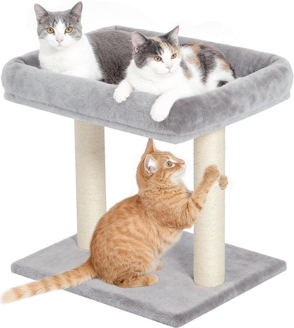 19" Small Cat Tree with Scratching Post for Indoor Cats with Perch | Dark Gray, Removable 19"×15.8" Perch Bed, Dual Natural Sisal Scratcher,Small Cat Tower,Space-Saving9