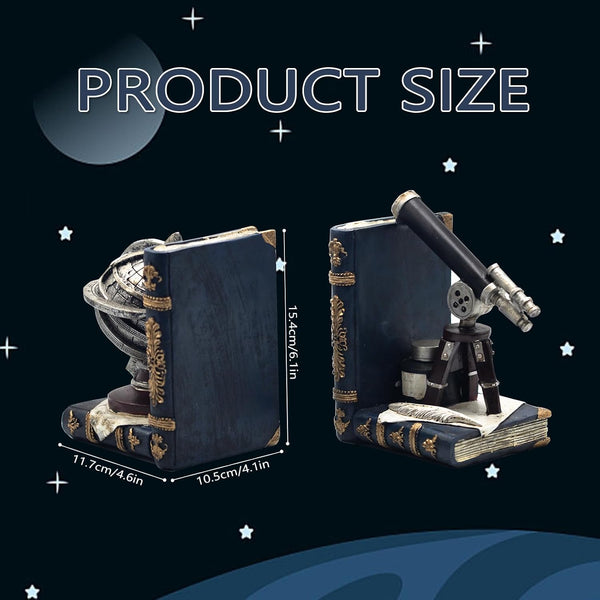 Vintage Decorative Bookends, Armillary Sphere & Space Telescope | Unique Bookends for Home Office Schools2