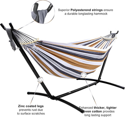 Hammock with Stand for outside | 450Lb Capacity Steel Stand, Premium Carry Bag Included and Two anti Roll Balance Beam5