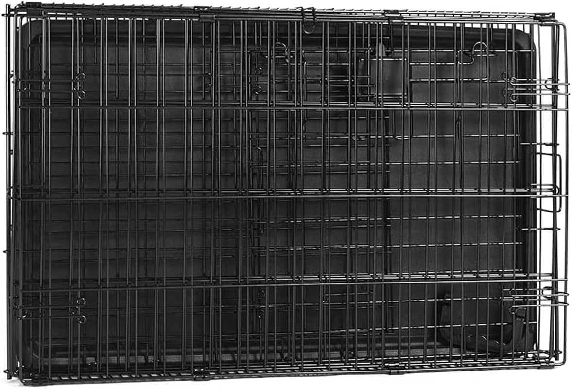 amazon-basics-portable-foldable-metal-wire-dog-crate-with-removable-tray-single-door-divider-panel-quick-setup-30-x-19-x-21-in-black