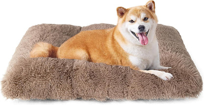 EHEYCIGA Fluffy Dog Crate Bed for Extra Large Dogs, Plush Faux Fur Pad, Calming anti Anxiety XL Bed for Crate, Washable Soft Warm Dog Mat with Non-Slip Bottom, Grey35