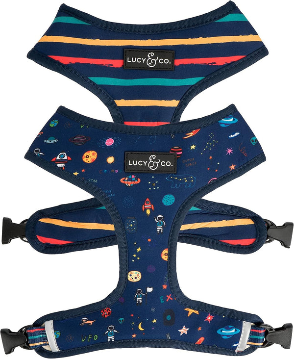 Lucy & Co. Reversible Dog Harness - Water-Repellent Neoprene, Dual-Print Design, Easy Swap Style, Adjustable Comfort Fit - Take a Bow Reversible Harness - Small13