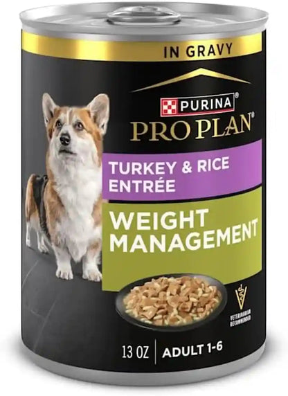 Purina Pro Plan Weight Management Wet Dog Food Turkey and Rice Entree in Gravy - (Pack of 12) 13 Oz. Cans4