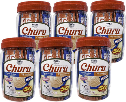INABA Churu Lickable Grain-Free Purée Cat Treats, 25 Tuna & 25 Chicken | Grain-Free, Lickable, Squeezable Creamy Purée, Treat/Topper11