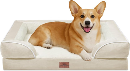 Comfort Expression Orthopedic Dog Bed for Extra Large Dogs with Bolster | Waterproof Dog Couch Bed with Washable Cover & Non-Slip Bottom, Supportive Egg Crate Foam XL Pet Bed, 42X30 Inch180